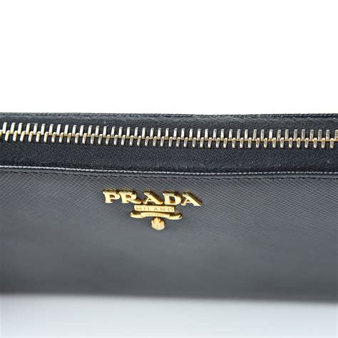 prada zip around wallet black|Prada saffiano envelope wallet.